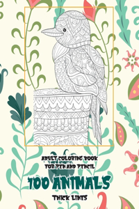 Adult Coloring Book for Pen and Pencil - 100 Animals - Thick Lines