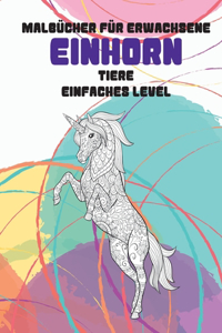 Malbücher für Erwachsene - Einfaches Level - Tiere - Einhorn