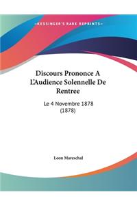 Discours Prononce A L'Audience Solennelle De Rentree