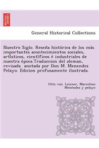 Nuestro Siglo. Reseña histórica de los más importantes acontecimientos sociales, artísticos, científicos é industriales de nuestra época.Traduccion del aleman, revisada  anotada por Don M. Menendez Pelayo.