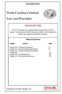 North Carolina Criminal Law and Procedure-Pamphlet 86