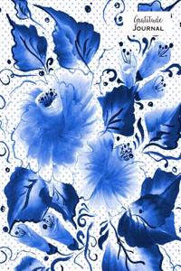 Gratitude Journal - Indigo Blue Flowers: Large 8.5 X 11, Soft Cover