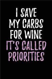 I Save My Carbs for Wine - It's Called Priorities