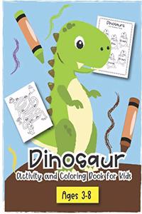 Dinosaur Activity and Coloring Book for kids ages 3-8