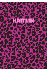 Kaitlin: Personalized Pink Leopard Print Notebook (Animal Skin Pattern). College Ruled (Lined) Journal for Notes, Diary, Journaling. Wild Cat Theme Design wi