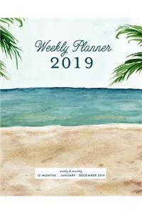 Weekly Planner 2019, Weekly & Monthly 12 Months, January - December 2019