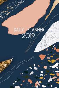 Daily Planner 2019: Diary Calendar Planner. Navy and Gold Abstract Minerals. Jan 19 - Dec 19. One Day Per Page.