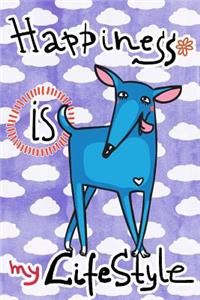 Journal Notebook For Dog Lovers, Happiness Is My Lifestyle Blue Dog 3