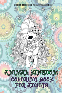 Animal Kingdom - Coloring Book for adults - Reindeer, Groundhog, Zebra, Hyena, and more