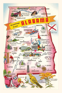 Vintage Journal Map of Alabama Attractions