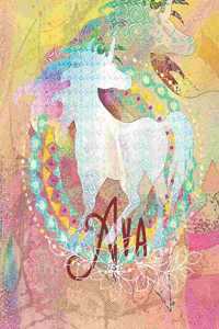 Ava: Colorful Rainbow Unicorn - 100 Pages 8"X10" Girl's Composition Wide Ruled Notebook