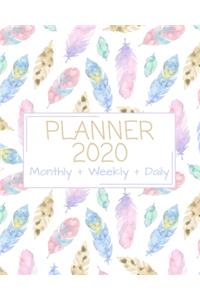 Planner 2020: Personal Planner Monthly, Weekly and Daily at a glance with Calendar (January 2020 - December 2020)