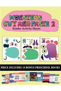 Kinder Activity Sheets (20 full-color kindergarten cut and paste activity sheets - Monsters 2)