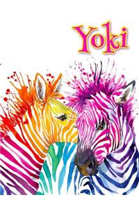Yoki: Rainbow Zebras, Personalized Journal, Diary, Notebook, 105 Lined Pages, Christmas, Birthday, Friendship Gifts for Girls, Teens and Women, Book Size 8 1/2 X 11