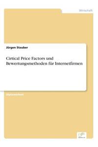 Cirtical Price Factors und Bewertungsmethoden für Internetfirmen