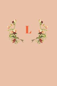 L: Initial Monogram Notebook and Journal - 120 white lined pages -Orange floral design with letter L