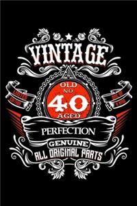 Vintage Old No 40 Aged Perfection Genuine All Original Parts: 40. Anniversaire faire la fête décorations 1979 40 ans contralto jalon fêtes message - journal intime calepin commémoration - bloc-notes recueil Pou