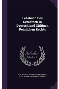 Lehrbuch Des Gemeinen in Deutschland Gultigen Peinlichen Rechts