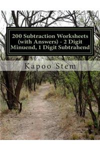 200 Subtraction Worksheets (with Answers) - 2 Digit Minuend, 1 Digit Subtrahend