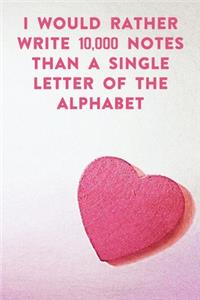 I would rather write 10,000 no single letter of the alphabet