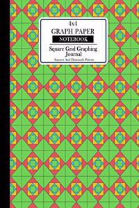 4x4 Graph Paper Notebook.Square Grid Graphing Journal. Squares And Diamonds Pattern