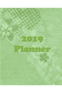 2019 Planner: Weekly Planner Monthly Planner 8x10 120 Pages Notes to Do Lists Green Hearts