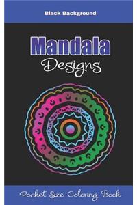 Mandala Designs Pocket Size Coloring Book Black Background
