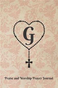 Letter G Personalized Monogram Praise and Worship Prayer Journal - Rosary Cross