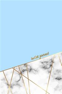 Bullet Journal: Marble Luxury Baby Blue Marble Gold - Dot Grid Journal
