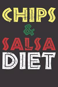 Chips and Salsa Notebook: Vintage Chips And Salsa Diet Anti Fitness Gym Bodybuilding 6x9 College Ruled 120 Pages Student Teacher School