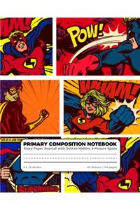 Superhero Primary Composition Notebook Story Paper Journal Dotted Midline and Picture Space