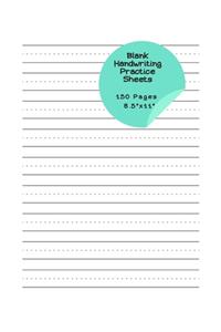 Blank Handwriting Practice Sheets - 150 pages 8.5