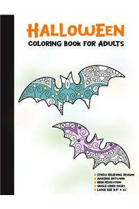 Halloween Coloring Book for Adults: 50 Halloween Illustrations Printed On One Side, Safe For Markers - Fun Craft Activity Gift - Stress Relieving Designs