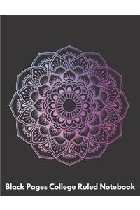 Black Pages College Ruled Notebook