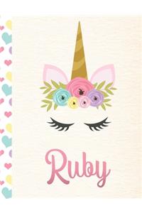 Ruby: 2020. Personalized Weekly Unicorn Planner For Girls. 8.5x11 Week Per Page 2020 Planner/Diary With Pink Name