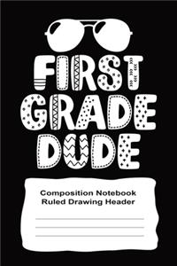 First Grade Wide Ruled Notebook With Drawing Space For Boys