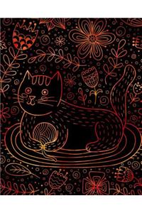 Bullet Journal Notebook Cute Cat in Flowers Pattern 8