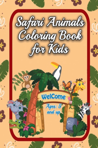 Safari Animals Coloring Book for Kids Ages 5 and up