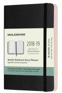 2019 Moleskine Notebook Black Pocket Weekly 18-month Diary Soft (July 2018 to December 2019)