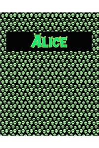 120 Page Handwriting Practice Book with Green Alien Cover Alice