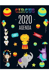 Animal de Circo Agenda 2020: Planificador Annual - Enero a Diciembre 2020 - Ideal Para la Escuela, el Estudio y la Oficina