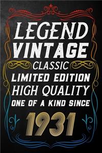 Legend Vintage Classic Limited Edition High Quality One Of A Kind Since 1931