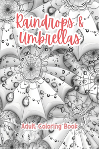 Raindrops & Umbrellas Adult Coloring Book Grayscale Images By TaylorStonelyArt