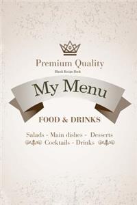 Blank Recipe Book: My Menu