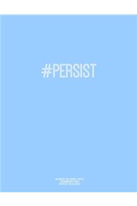 Notebook for Cornell Notes, 120 Numbered Pages, #PERSIST, Blue Cover