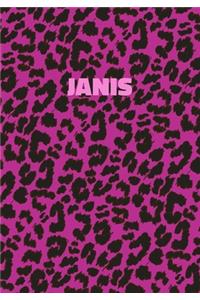 Janis: Personalized Pink Leopard Print Notebook (Animal Skin Pattern). College Ruled (Lined) Journal for Notes, Diary, Journaling. Wild Cat Theme Design wi