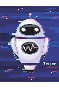 Taylor: Personalized Discreet Internet Website Password Journal or Organizer, Cute Robot Themed Birthday, Christmas, Best Friend Gifts for Kids, Teens, Girls, Women, Mom, Daughter, Sister, Grandma, Large Print Book, Size 8 1/2 X 11