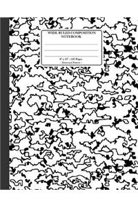Wide Ruled Composition Notebook 8x 10. 120 Pages. Distressed Pattern
