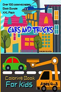 Cars and Trucks Coloring Book for Kids Ages 4-8