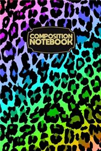 Composition Notebook: Multi Color Rainbow Leopard Print Pattern